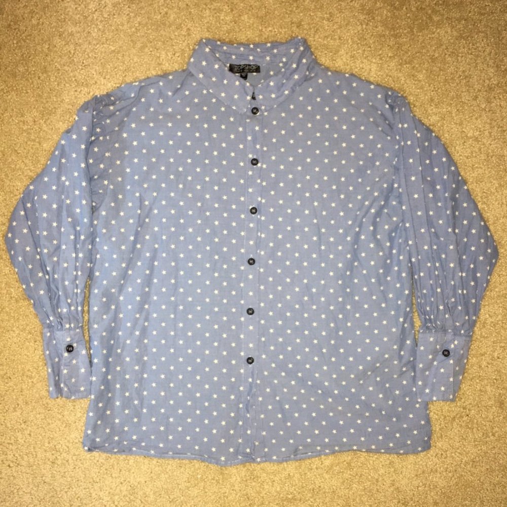 topshop star print button down shirt